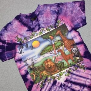 Vintage Nature Shirt Medium Purple  Tie Dye  Chapman‎ Wildlife Animals Festival